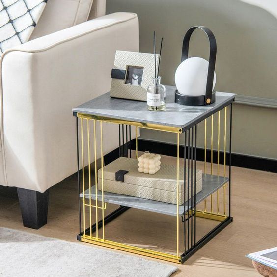 2-Tier Modern Bedside Sofa Side Table