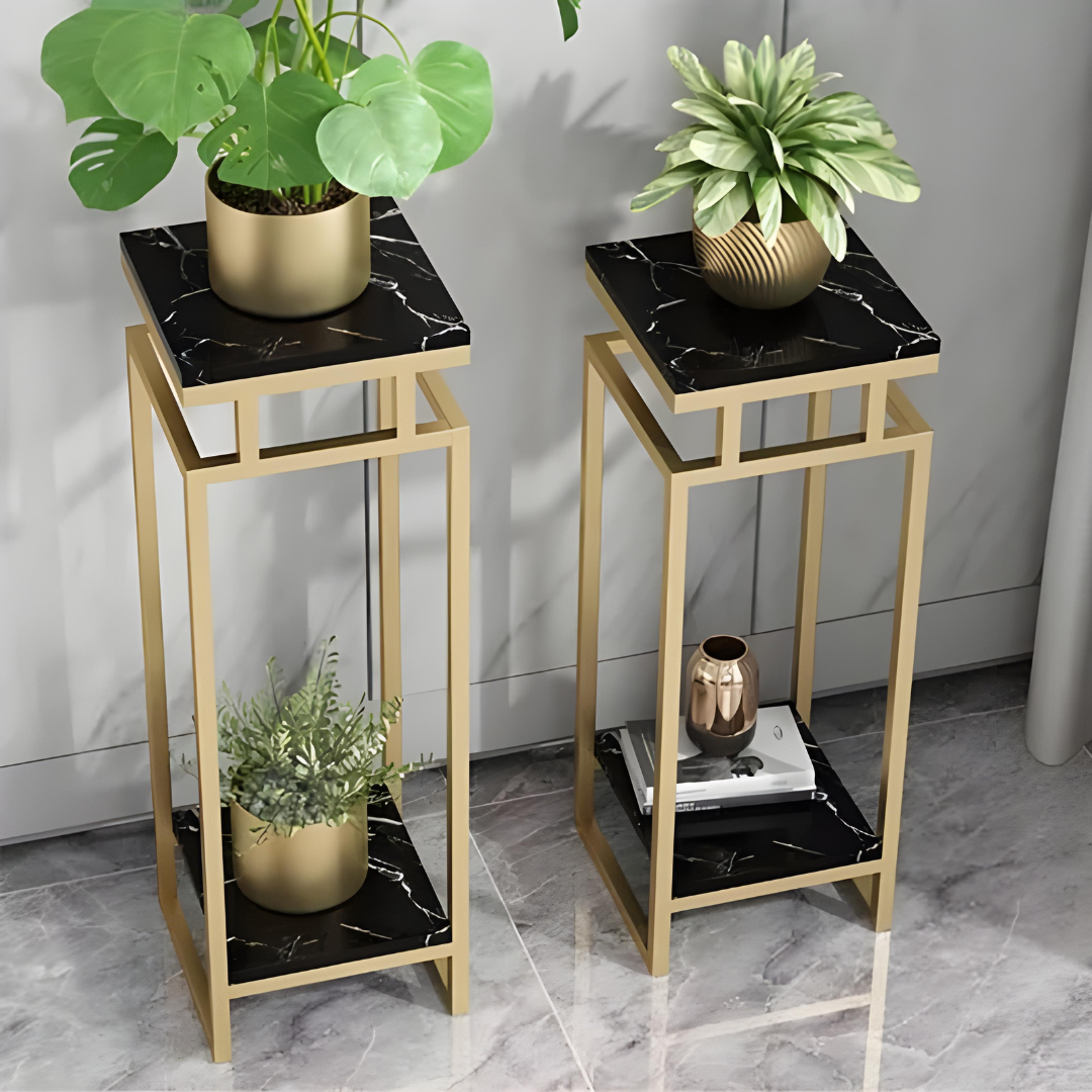 2.P High-End Luxury Simple Floor Golden Flower Stand