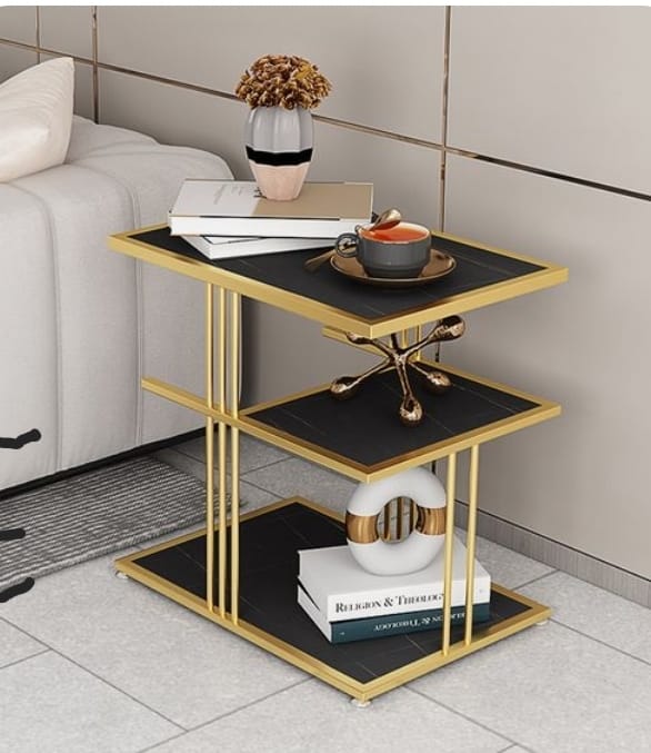 3-Tier Side Table | Square End Table with Shelves
