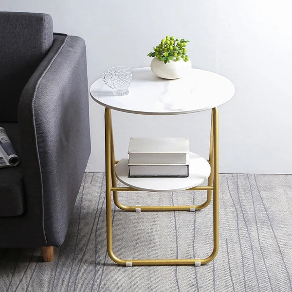Black 2-Tier End Table with Shelf Side Table Mdf Top