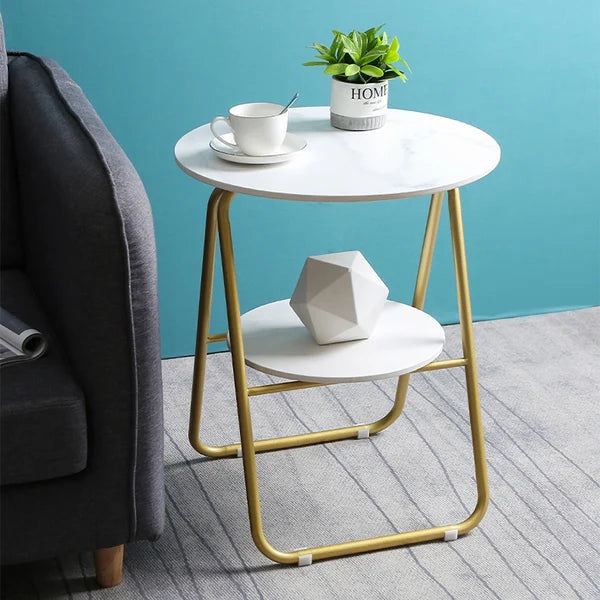 Black 2-Tier End Table with Shelf Side Table Mdf Top