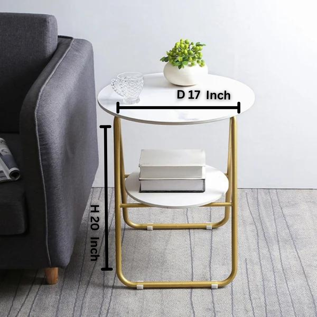 Black 2-Tier End Table with Shelf Side Table Mdf Top