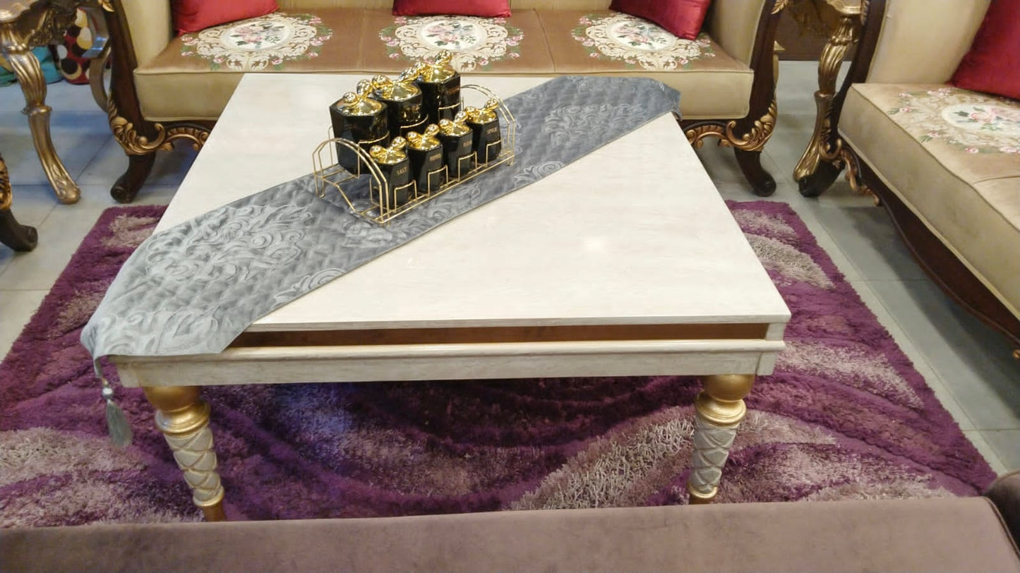 Elegant Gold Console Table with Black MDF Top