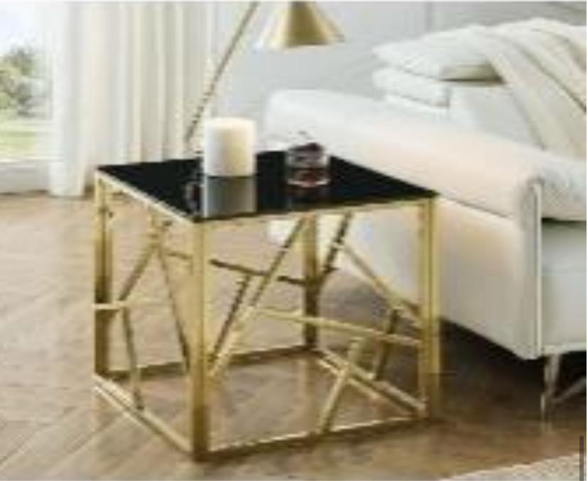Modern & Stylish End Table with Geometric Metal Frame, Accent Table-0334