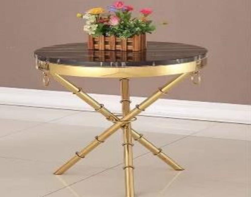 Golden Finish Sofa Side / Coffee Table-0156