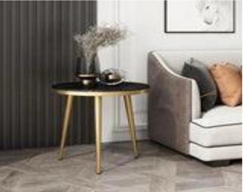 Sofa Side Table with Metal Frame Modern Decor for Home and Office-0289