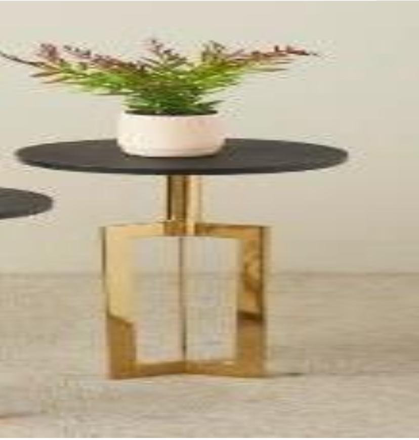 Gold or Black Aluminum Metal Geometric Accent Table-0371
