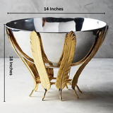 Home Decor Golden Metal Leaf  With Steel Bowl