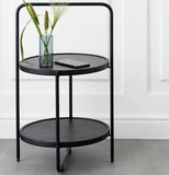 2-Tier Round Metal End Side Table, Simplistic Sofa Table
