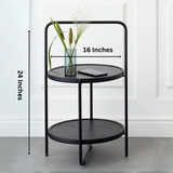 2-Tier Round Metal End Side Table, Simplistic Sofa Table
