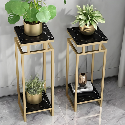 2.P High-End Luxury Simple Floor Golden Flower Stand
