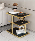 3-Tier Side Table | Square End Table with Shelves
