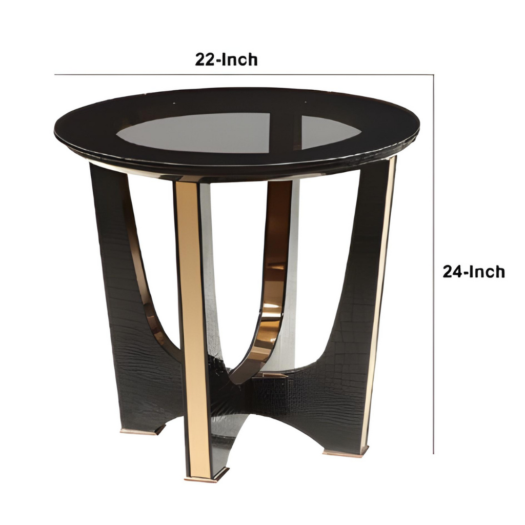 A&X Talan Modern Black Crocodile & Rose gold End Table