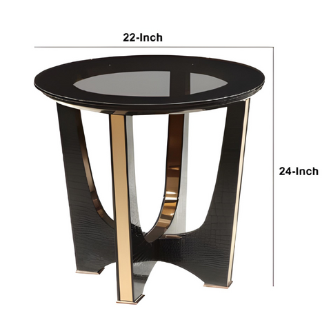 A&X Talan Modern Black Crocodile & Rose gold End Table