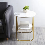 Black 2-Tier End Table with Shelf Side Table Mdf Top
 