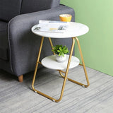 aBlack 2-Tier End Table with Shelf Side Table Mdf Top
