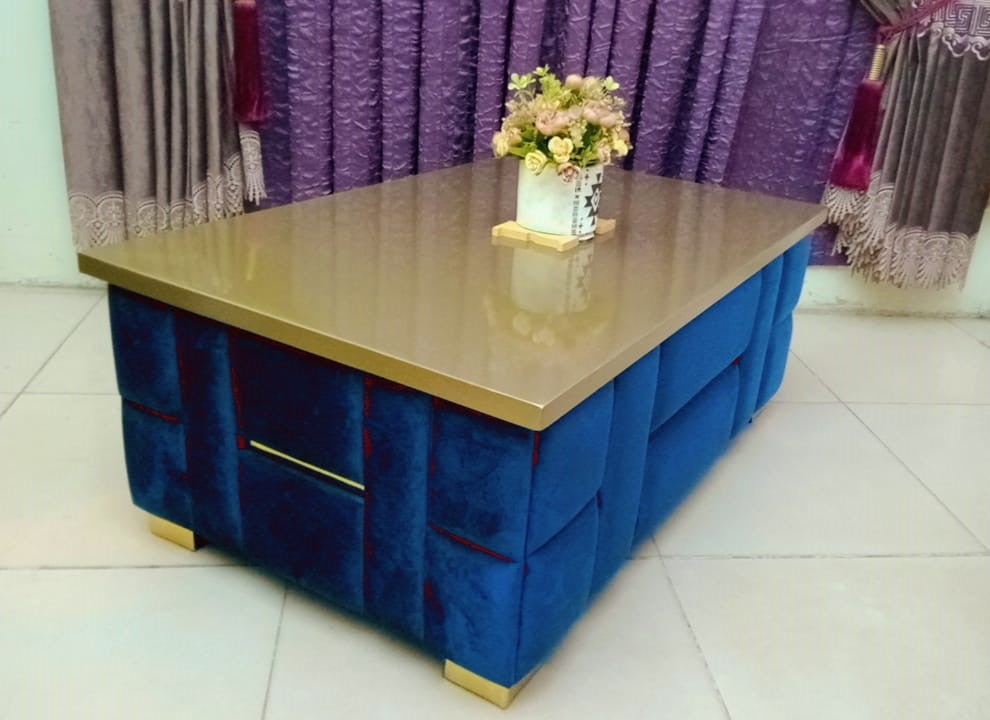 Elegant Gold Console Table with Black MDF Top