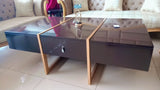 Elegant Gold Console Table with Black MDF Top
