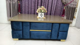 Elegant Gold Console Table with Black MDF Top