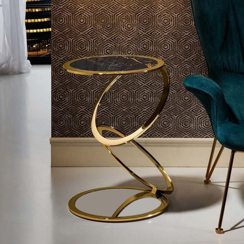 Elegant Metal Side Table Golden, Compact Corner Table
