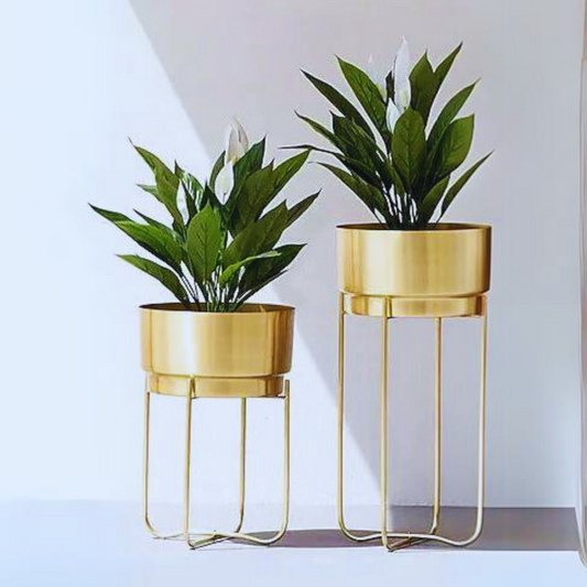 Handmade Champagne Gold Iron Planter (Set Of 2) Design
