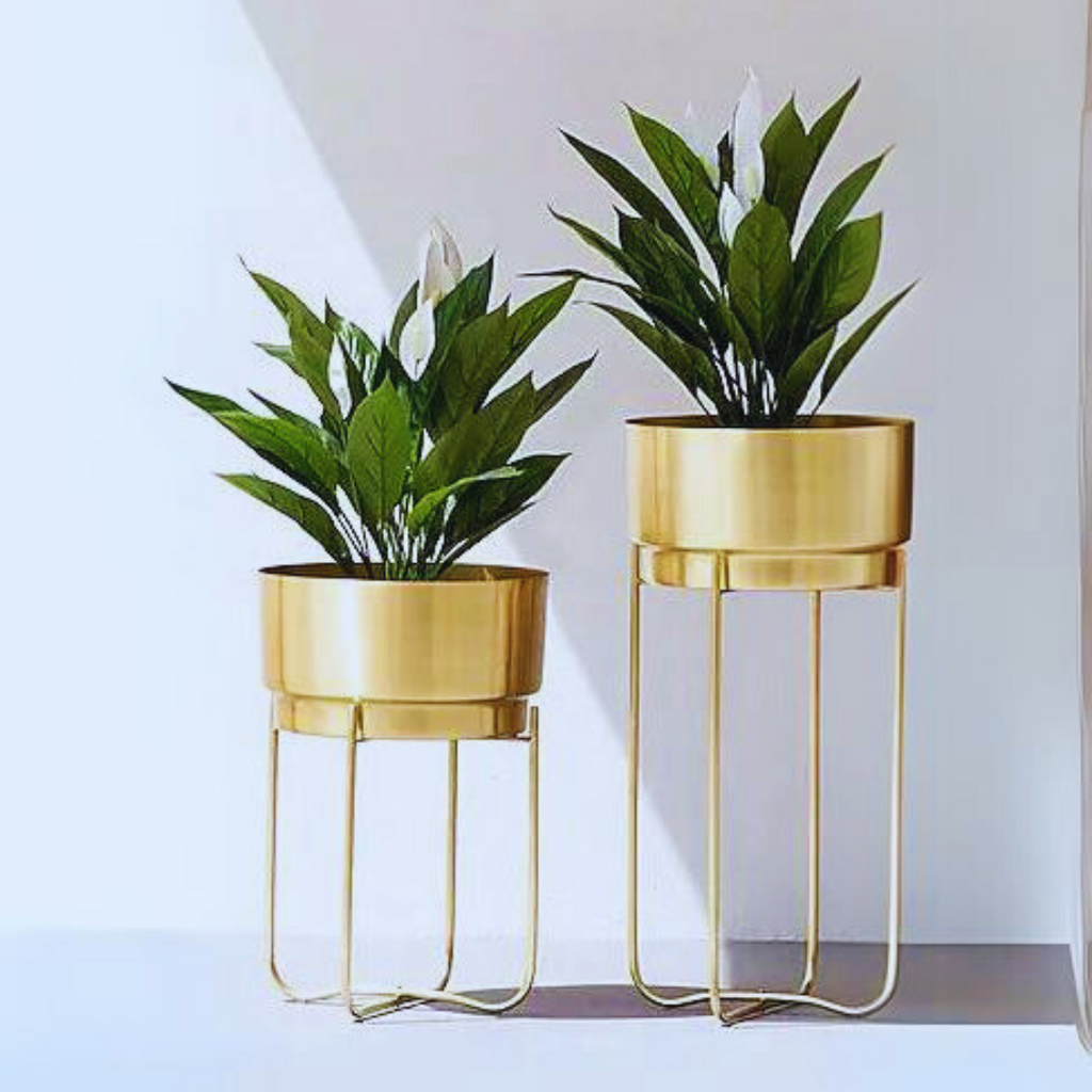 Handmade Champagne Gold Iron Planter (Set Of 2) Design
