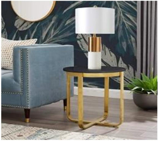 MDF Topped Round Gold Side Table-0262