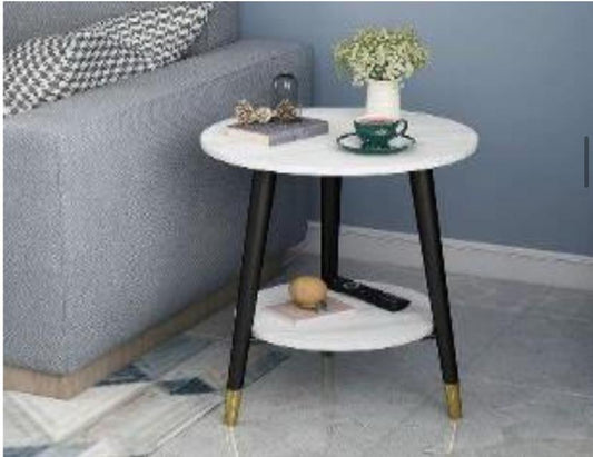 Black Round Metal End Side Table-0230