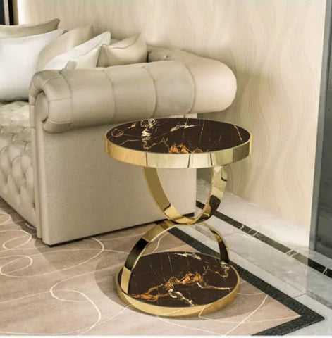 Luxury Style Gold 2-Tier Side Table
