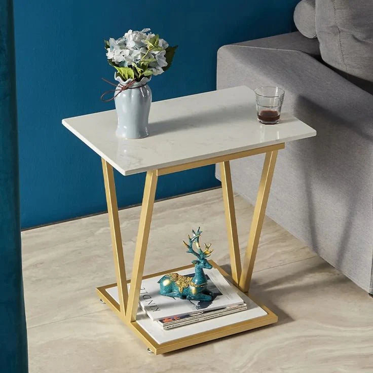 Modern White End Table With Mdf Top
