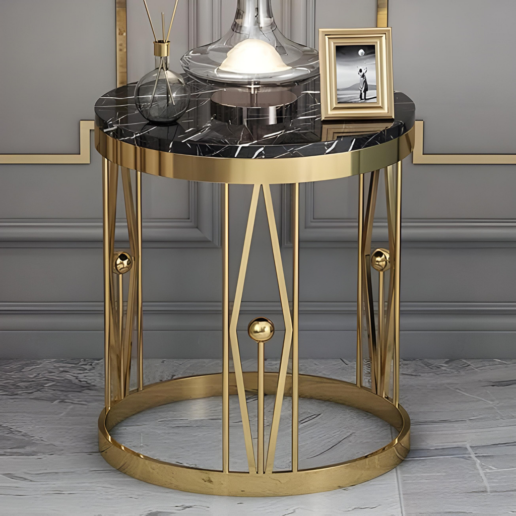 Nordic Golden Side Table Living Room Mini Small Round Table, Corner Table Balcony Casual, Coffee Table
