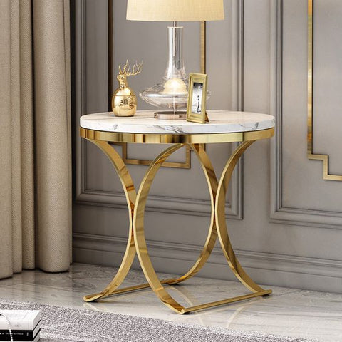 Side table Marble Side Table, Gold Stainless Steel Coffee Table
